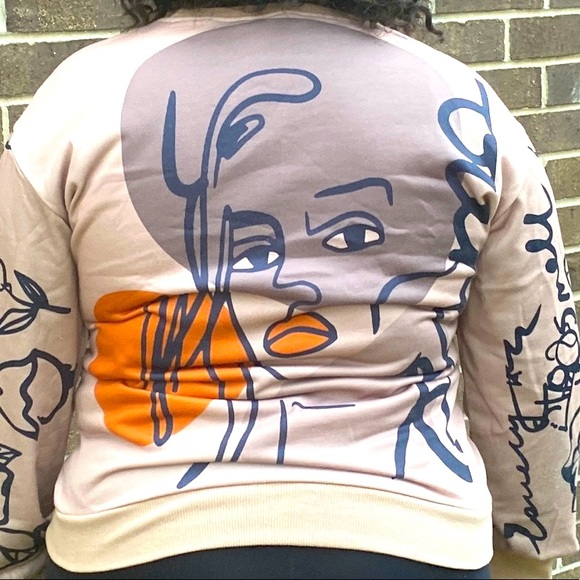 Abstract Art- Sweater.  Brown, Orange, Black - Picture 4 of 4